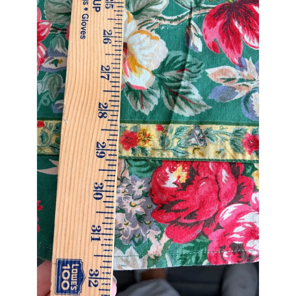 April Cornell Green Floral Cabbage Rose Bib Apron with Pocket Cottagecore